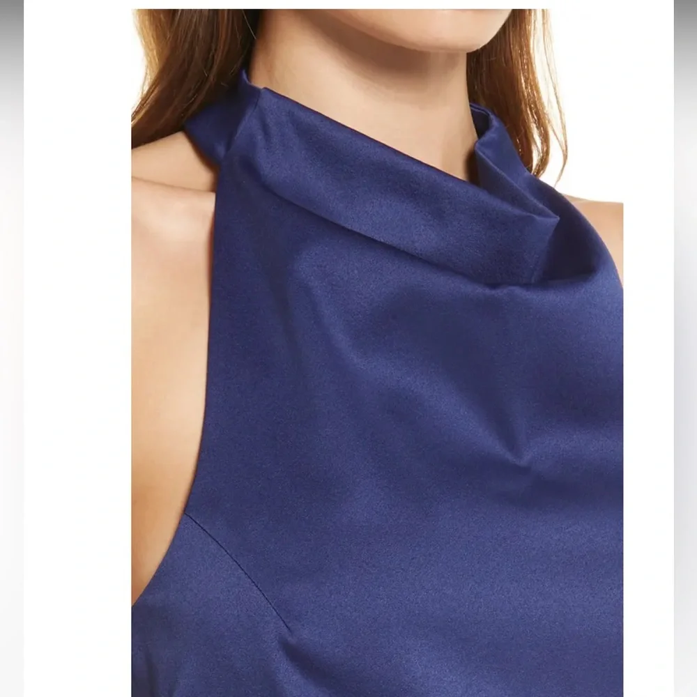 Elliatt - Camo Asymmetric Satin Cocktail Dress in Navy - S - Picture 3 of 8